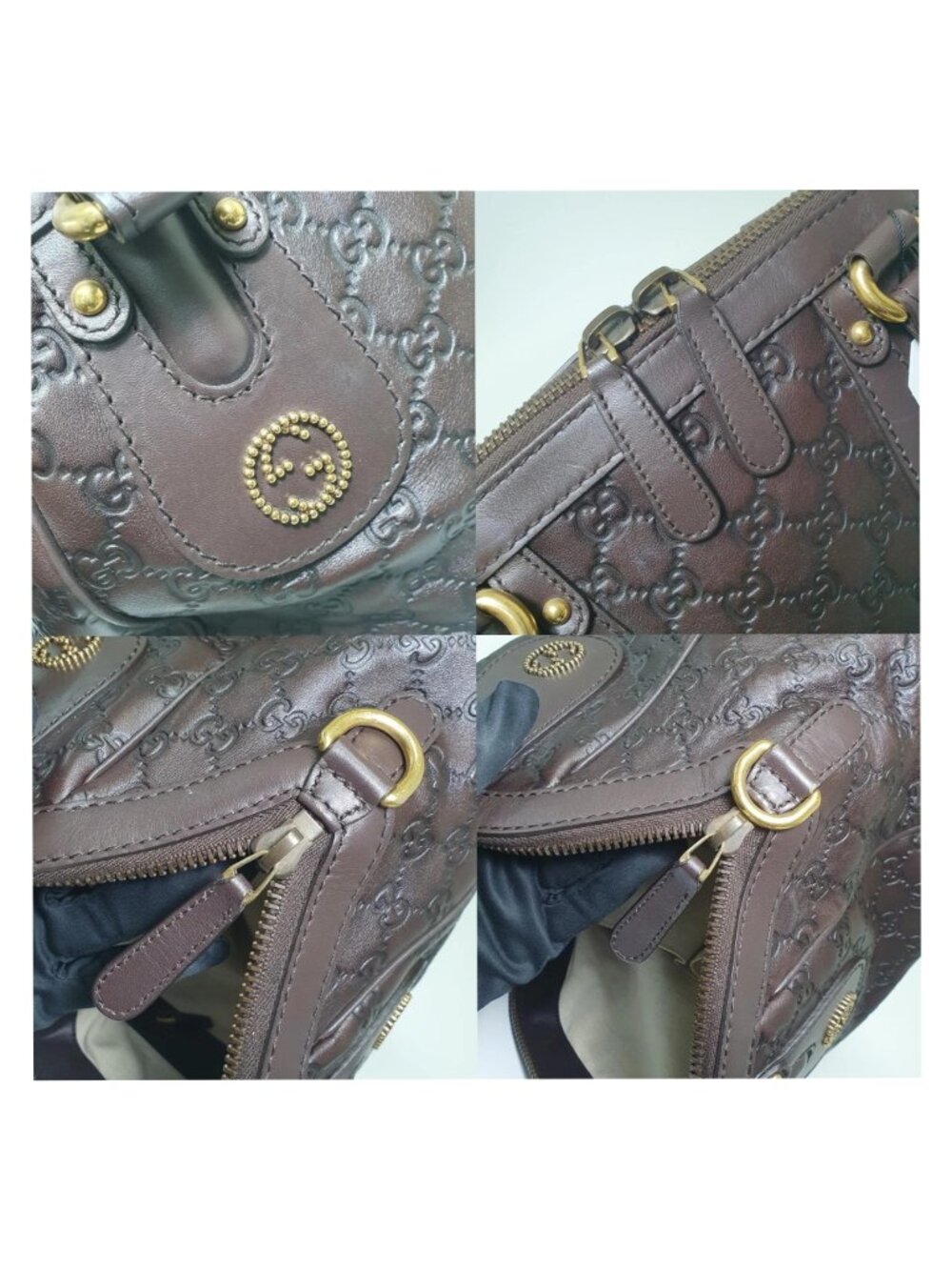 Authentic Gucci Guccissima Leather Boston Bag Brown GG Monogram Satchel Luxury - Picture 7 of 11